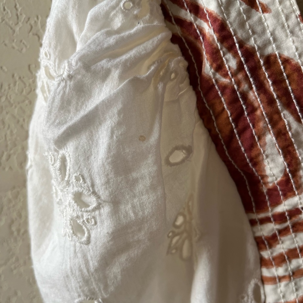 Anthropologie Love The Label Women Smocked Puff-Sleeve Blouse Size S Mixed Print - Picture 14 of 15